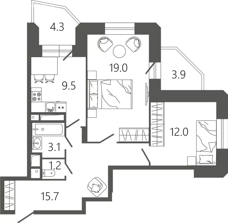 2-комнатная квартира: Подольск, микрорайон Климовск, Советская улица, ... - Фото 1