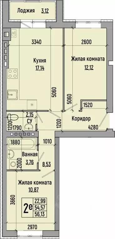 2-к кв. Волгоградская область, Волгоград Долина-2 жилрайон,  (56.13 м) - Фото 0