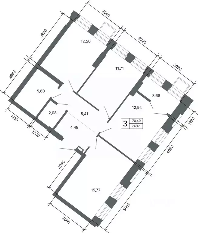 3-к кв. Свердловская область, Екатеринбург ул. Мира, 47/6 (74.0 м) - Фото 1