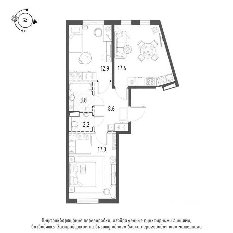 2-к кв. Санкт-Петербург Лисичанская ул., 15 (62.2 м) - Фото 0