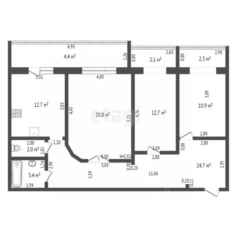 3-к кв. Брянская область, Брянск Московский просп., 1Б (96.0 м) - Фото 1