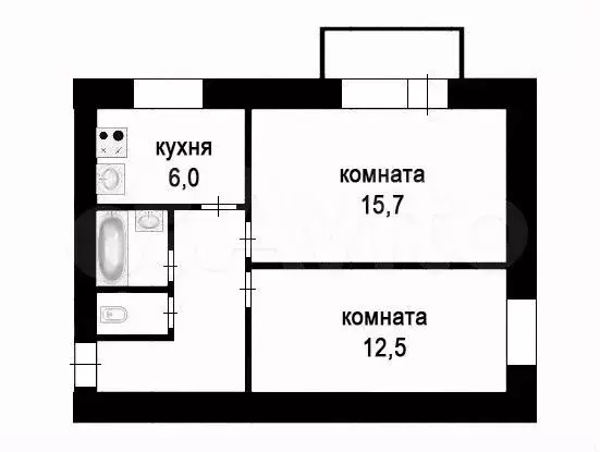 2-к. квартира, 44,1 м, 8/9 эт. - Фото 0