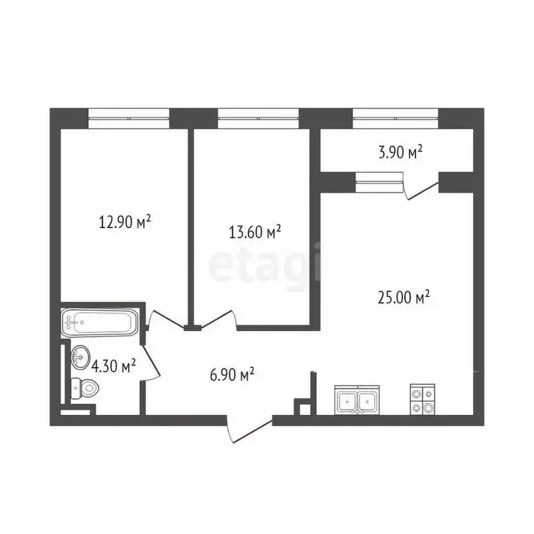 2-к кв. Тюменская область, Тюмень ул. Павла Шарова, 40 (41.0 м) - Фото 2