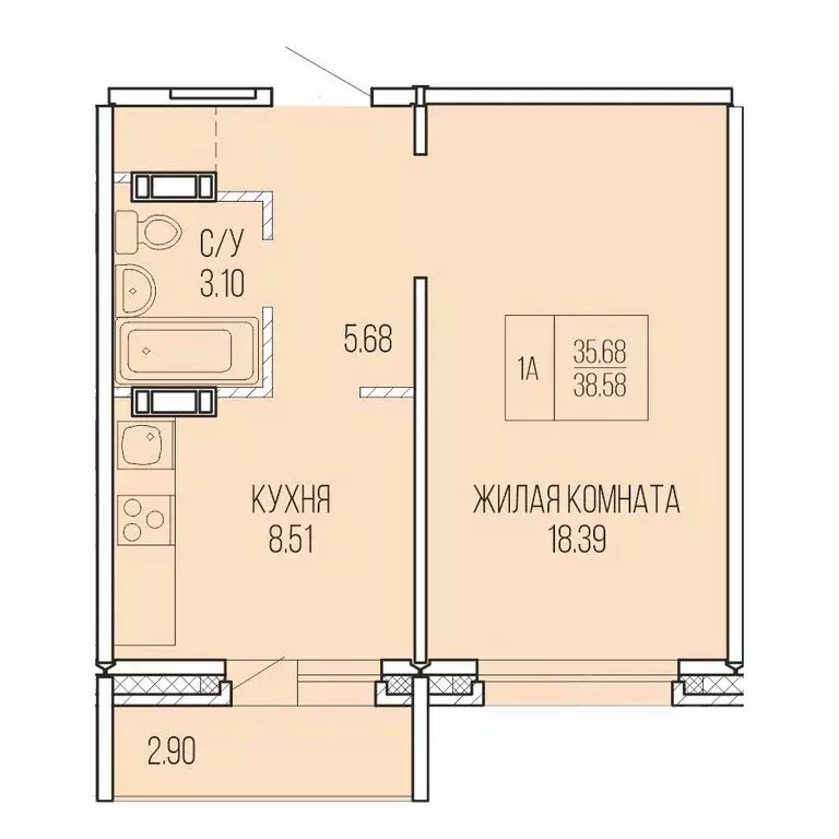 1-к кв. Архангельская область, Архангельск Карпогорская ул., 38 (38.58 ... - Фото 0