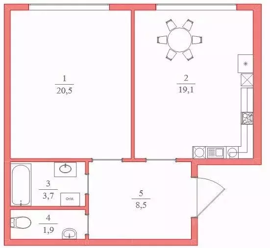 1-к кв. Санкт-Петербург Кременчугская ул., 17к3 (53.9 м) - Фото 2