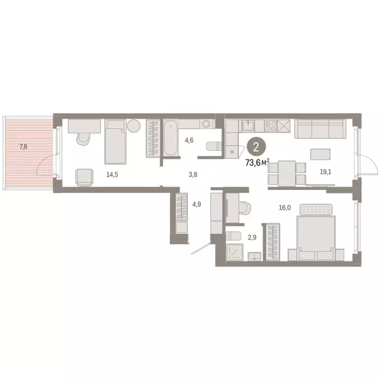 2-комнатная квартира: Новосибирский район, рабочий посёлок Краснообск, ... - Фото 2