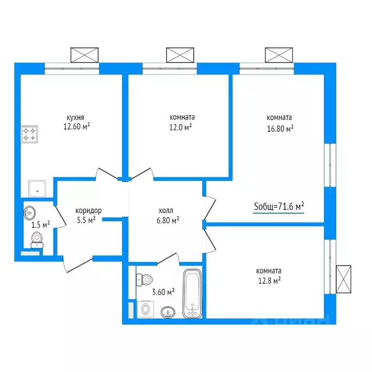 3-к кв. Москва Люблинская ул., 80к3 (71.6 м) - Фото 1
