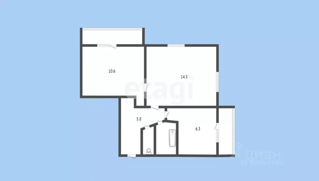 2-к кв. Карачаево-Черкесия, Черкесск просп. Ленина, 56 (41.9 м) - Фото 1