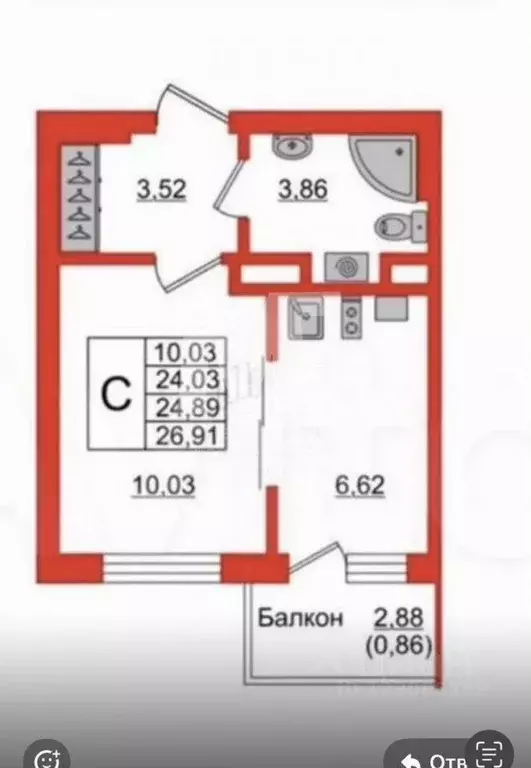 1-к кв. Калининградская область, Калининград бул. Любови Шевцовой, 49А ... - Фото 1