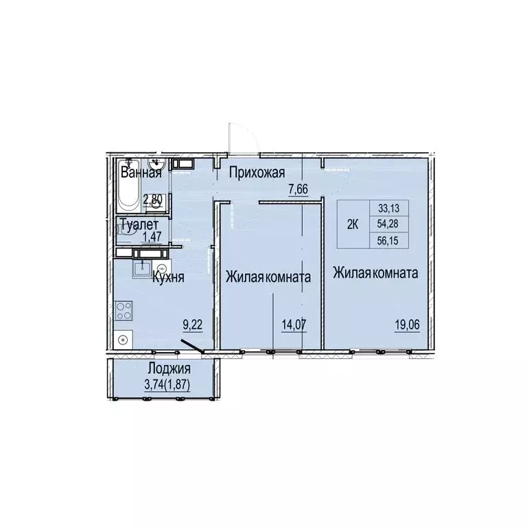 2-комнатная квартира: Нижний Новгород, Вязниковская улица, 41 (56.15 ... - Фото 0