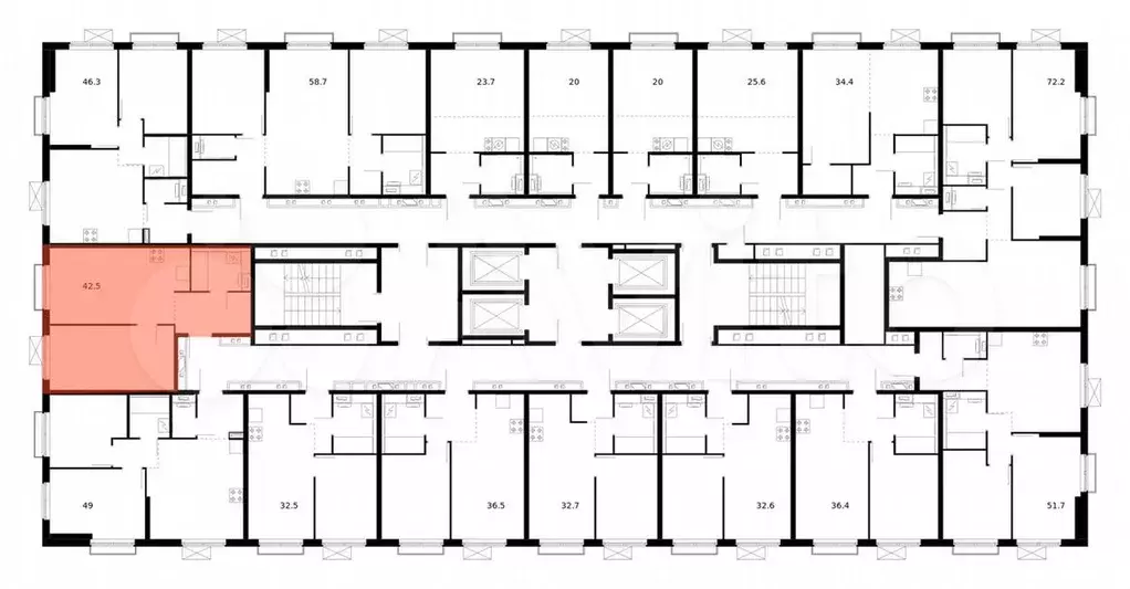 1-к. квартира, 42,5 м, 16/38 эт. - Фото 1