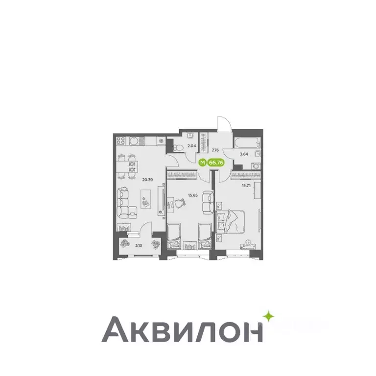 2-к кв. Архангельская область, Архангельск АКвартал жилой комплекс ... - Фото 1