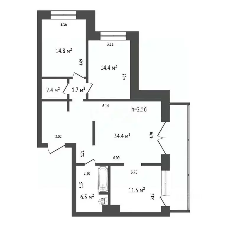 3-к кв. Красноярский край, Красноярск ул. Алексеева, 24 (85.7 м) - Фото 1