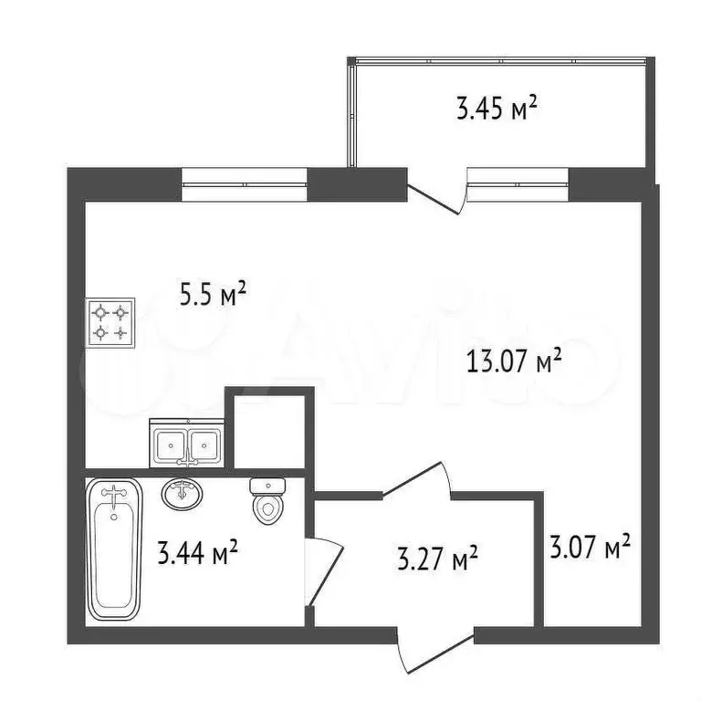 Квартира-студия, 26,4 м, 6/11 эт. - Фото 0