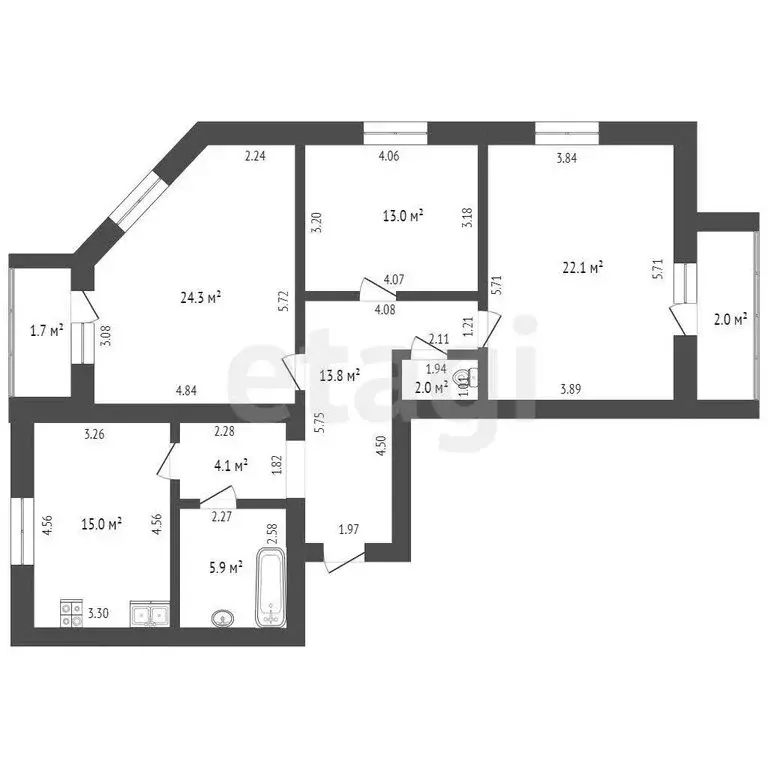 3-комнатная квартира: Саранск, Республиканская улица, 39Б (100 м) - Фото 1