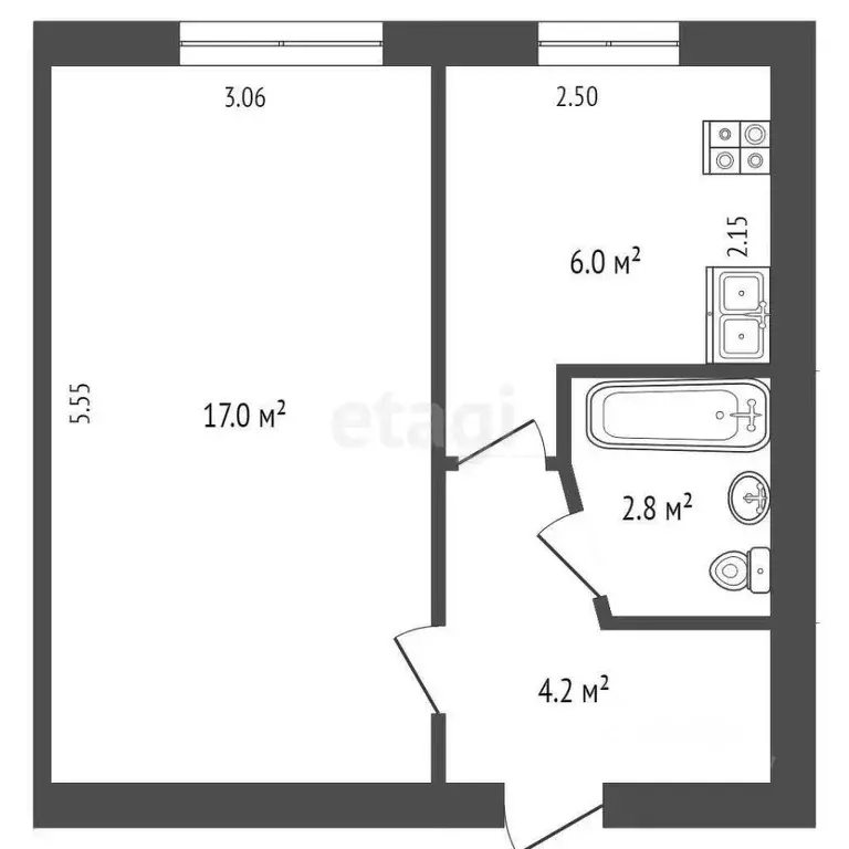 1-к кв. Севастополь ул. Брянская, 2 (30.0 м) - Фото 1