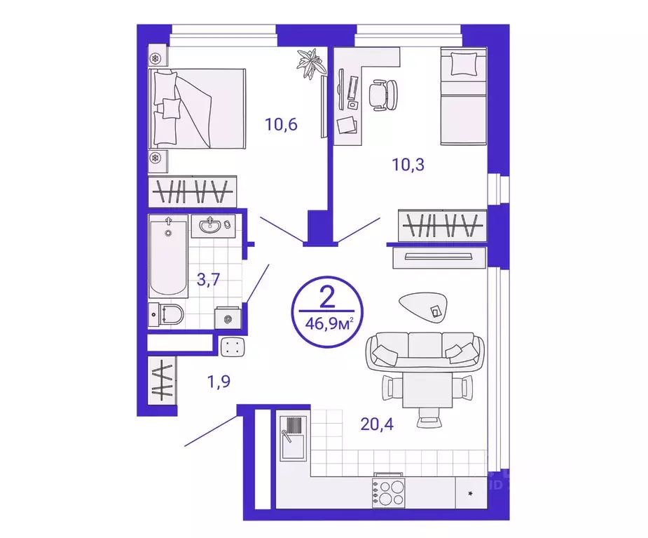 2-к кв. Свердловская область, Екатеринбург Уктус жилрайон, Астон ... - Фото 1
