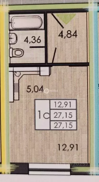 Студия Пермский край, Пермь ул. Борцов Революции, 1Ак5 (27.5 м) - Фото 2