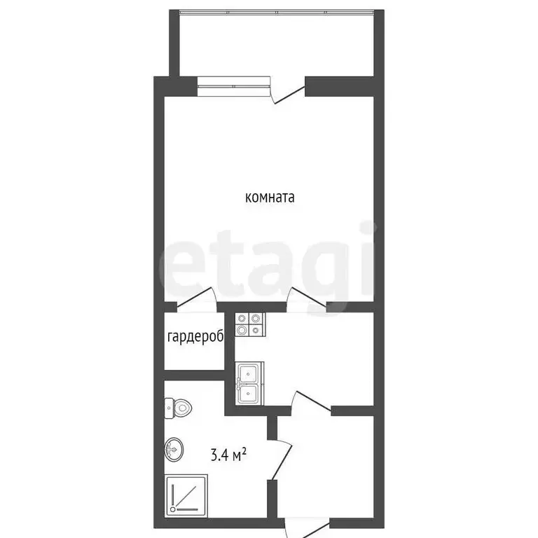 Квартира-студия: Тюмень, улица Вадима Бованенко, 3 (23.3 м) - Фото 0
