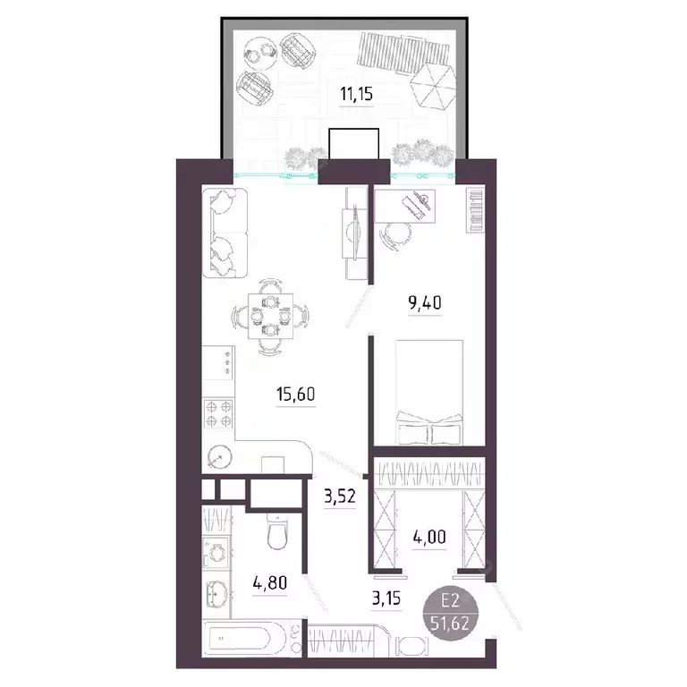 1-к кв. Тульская область, Тула ул. Пряничная, 7 (51.62 м) - Фото 1