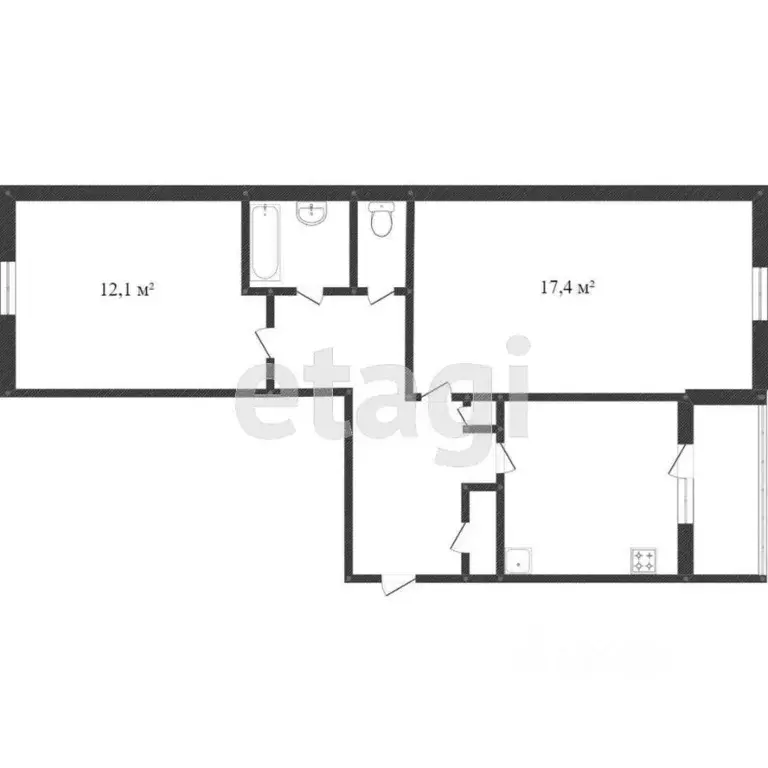 2-к кв. Ханты-Мансийский АО, Сургут Югорская ул., 24 (50.5 м) - Фото 1
