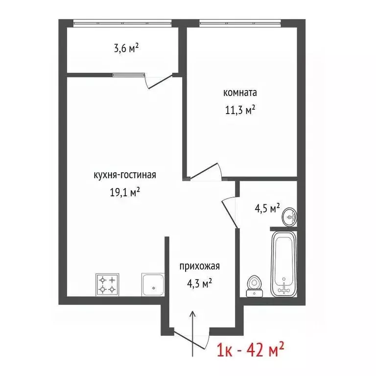 1-к кв. Свердловская область, Екатеринбург ул. Щербакова, 78 (38.4 м) - Фото 2
