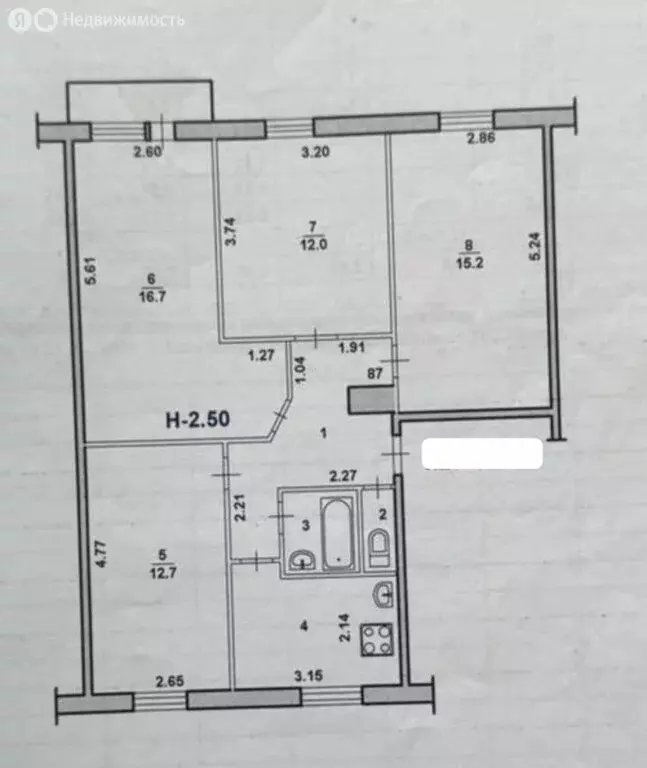 1к в 4-комнатной квартире ( м) - Фото 2
