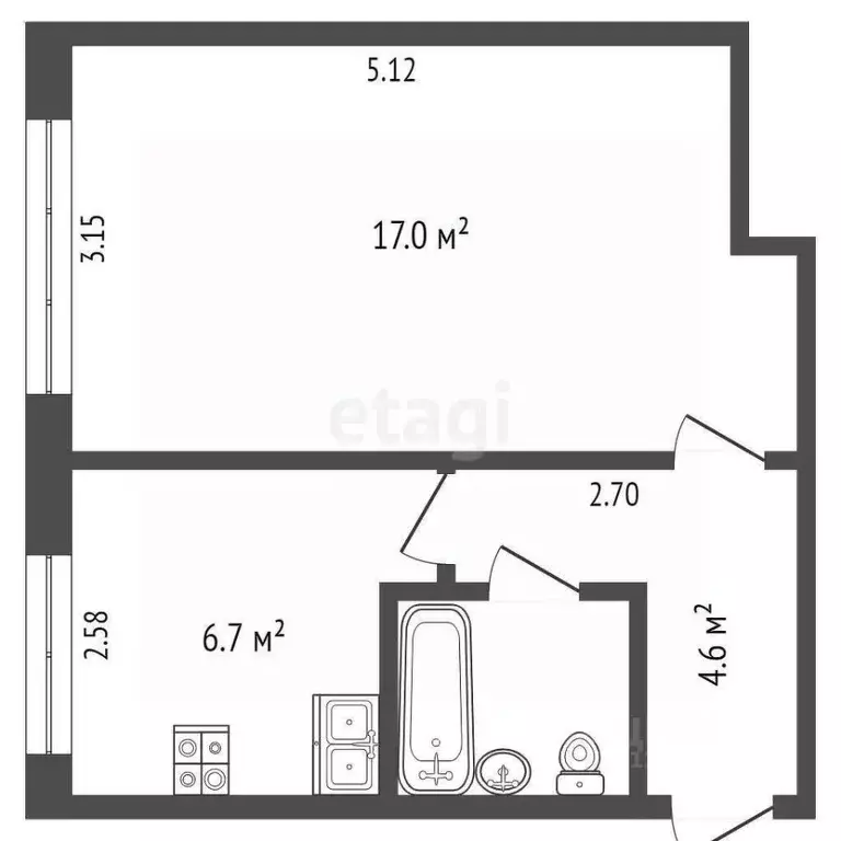 1-к кв. Вологодская область, пос. Дубровское ул. Школьная, 6 (31.2 м) - Фото 2