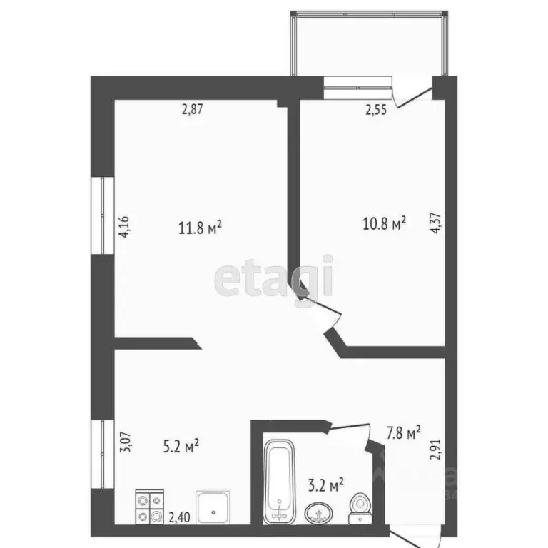 2-к кв. Вологодская область, Шексна рп, Шексна Северная мкр ул. ... - Фото 2
