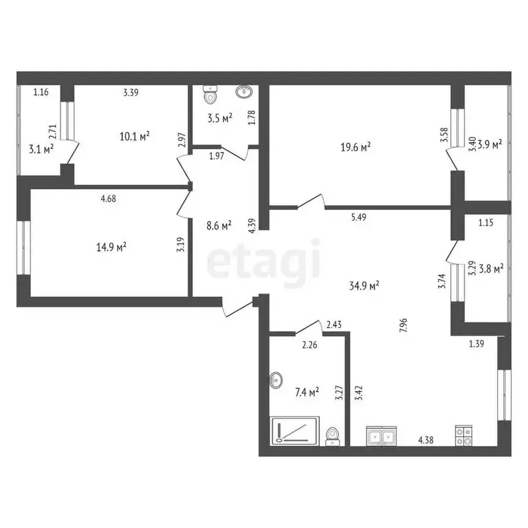 3-комнатная квартира: пионерский, октябрьская улица, 2б (99 м) - Фото 0