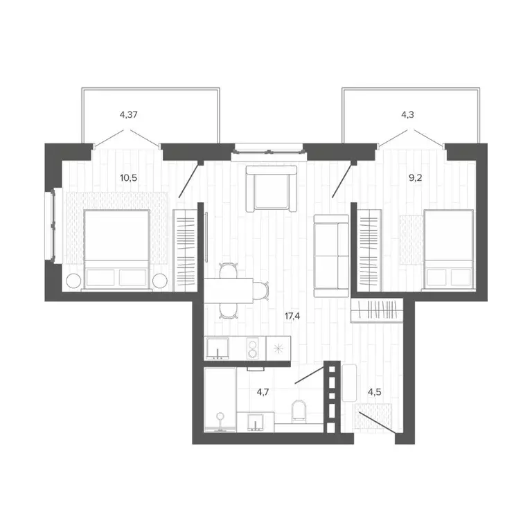 3-к кв. Алтайский край, Барнаул тракт Змеиногорский, 35Бк3 (54.97 м) - Фото 0