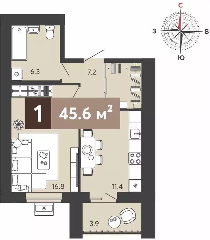 1-комнатная квартира: Пенза, Серпуховская улица, с1 (45.6 м) - Фото 0