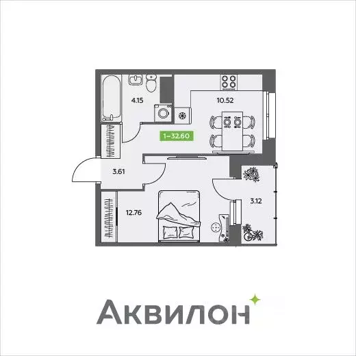 1-к кв. Архангельская область, Северодвинск  (32.6 м) - Фото 0