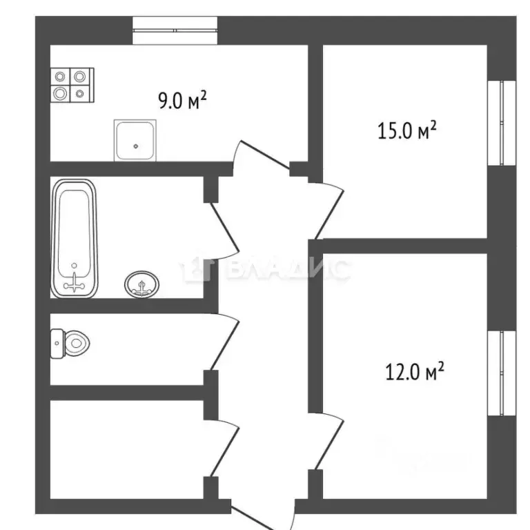 2-к кв. Адыгея, Майкоп Краснооктябрьская ул., 63 (50.4 м) - Фото 2
