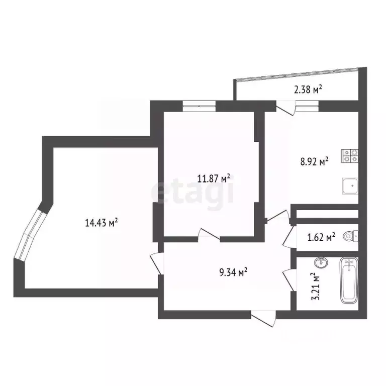 2-к кв. Воронежская область, Воронеж ул. 9 Января, 233/40 (52.3 м) - Фото 2