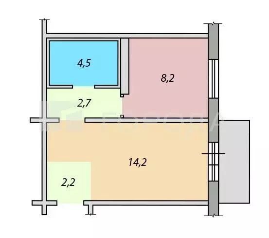 1-комнатная квартира: Новокузнецк, улица Разведчиков, 21 (31.8 м) - Фото 1