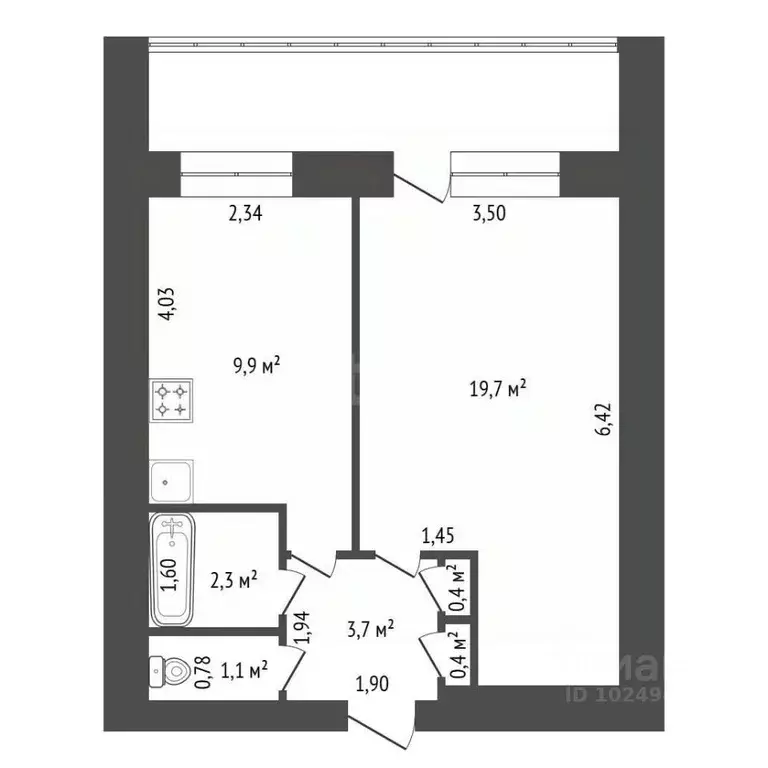 1-к кв. Башкортостан, Уфа Хадии Давлетшиной бул., 30 (37.5 м) - Фото 2