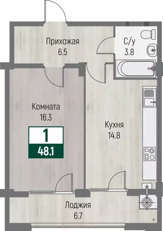 1-к кв. Ставропольский край, Ставрополь №31 мкр, Дубровский жилой ... - Фото 1