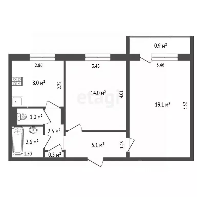2-к кв. Мордовия, Саранск просп. 70 лет Октября, 114 (52.8 м) - Фото 1