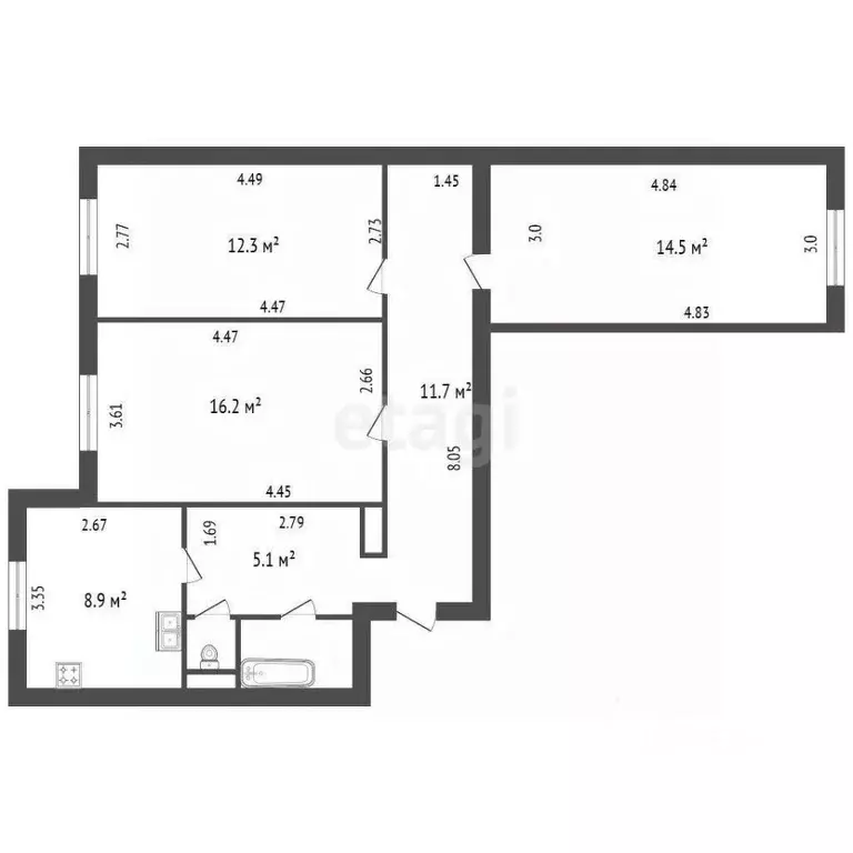 3-к кв. Санкт-Петербург пос. Шушары, Школьная ул., 21 (74.0 м) - Фото 1