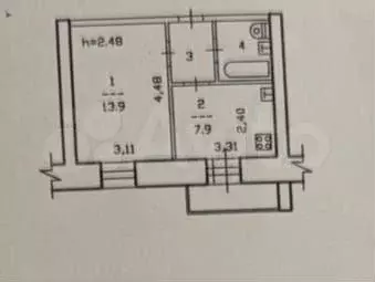 1-к. квартира, 28,3 м, 6/9 эт. - Фото 0