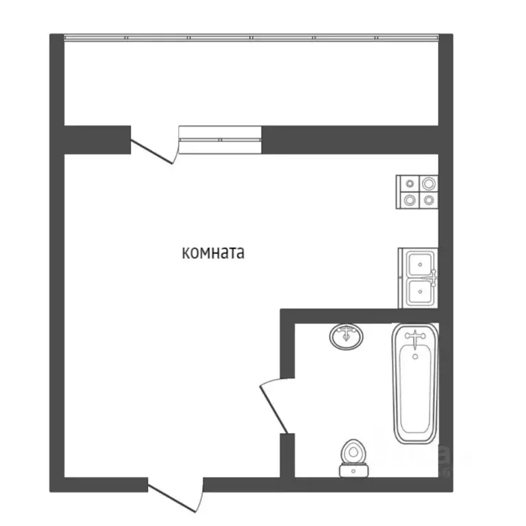 Студия Тюменская область, Тюмень ул. Монтажников, 57 (29.4 м) - Фото 1