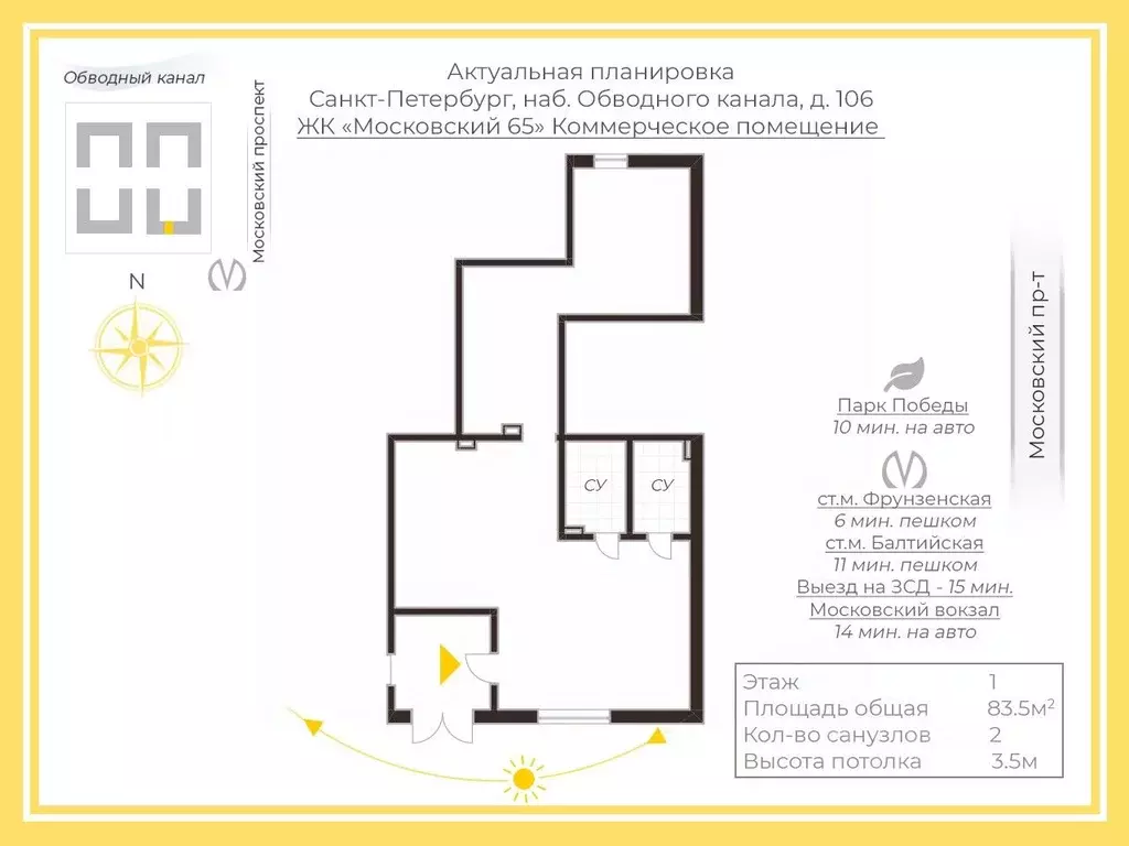 Помещение свободного назначения в Санкт-Петербург наб. Обводного ... - Фото 1