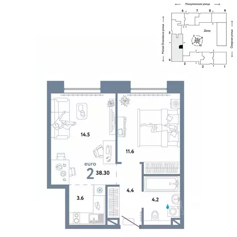 2-к кв. Москва Озерная ул., 42С7 (38.3 м) - Фото 0