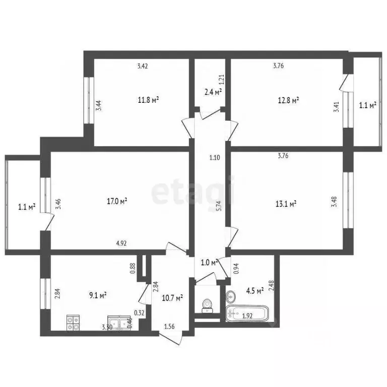 4-к кв. Калининградская область, Калининград ул. Согласия, 11 (82.4 м) - Фото 2