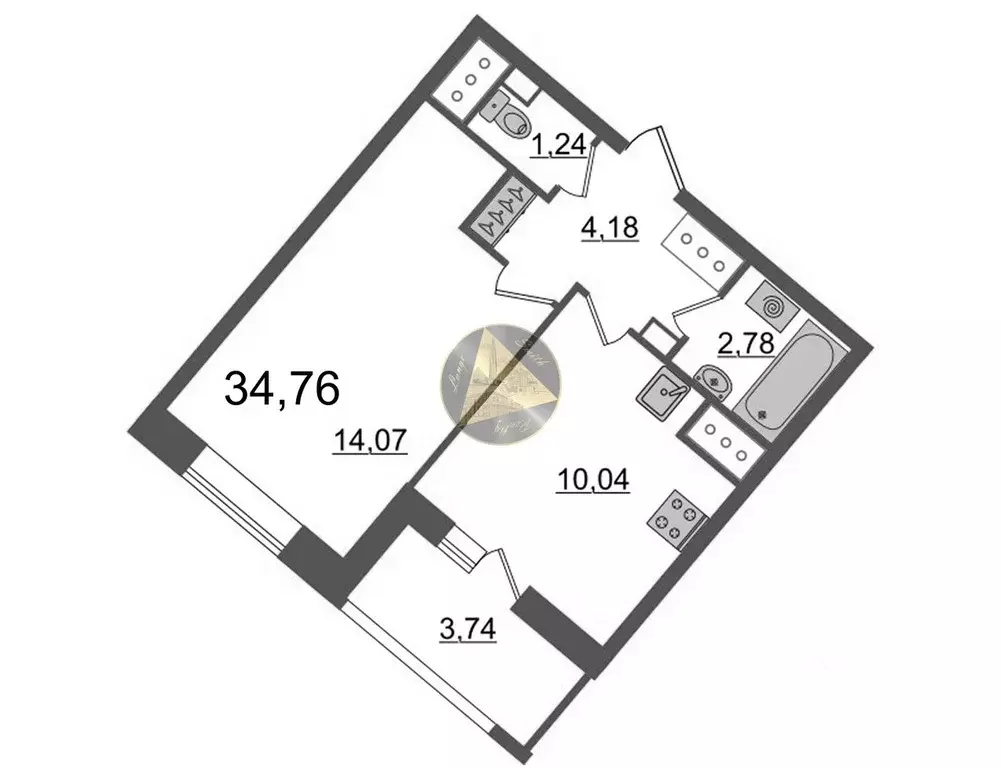 1-к кв. Санкт-Петербург ул. Ультрамариновая, 5 (34.76 м) - Фото 2