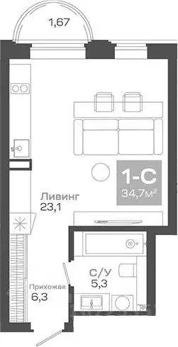 Студия Новосибирская область, Новосибирск Академгородок мкр, ул. Мусы ... - Фото 0