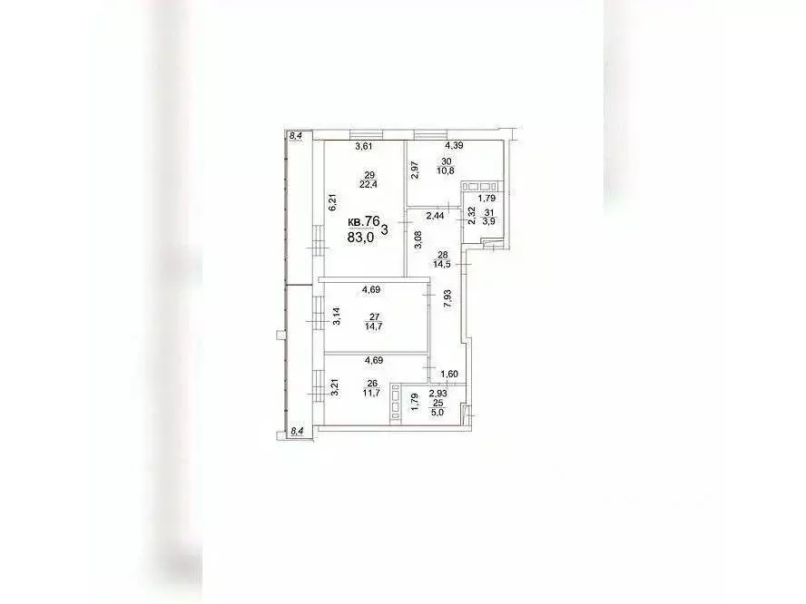 3-к кв. Томская область, Томск тракт Московский, 107 (83.0 м) - Фото 1