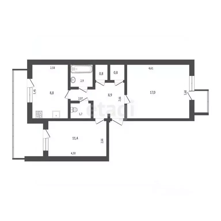 2-к кв. Крым, Саки ул. Гайнутдинова (54.5 м) - Фото 2