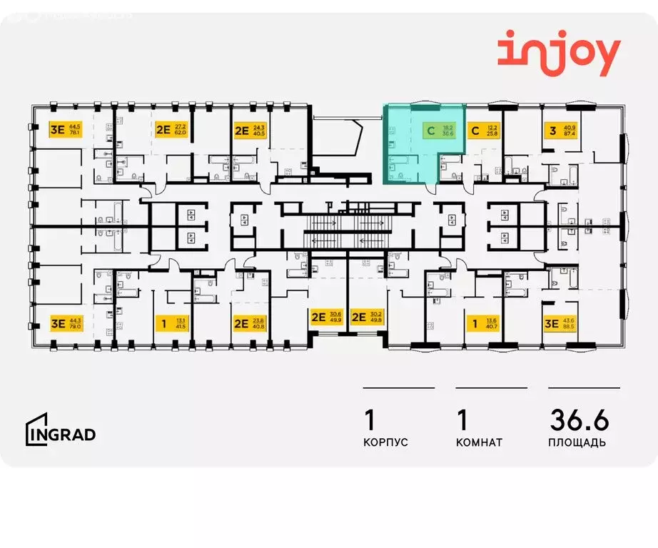 1-комнатная квартира: Москва, жилой комплекс Инджой (36.6 м) - Фото 1